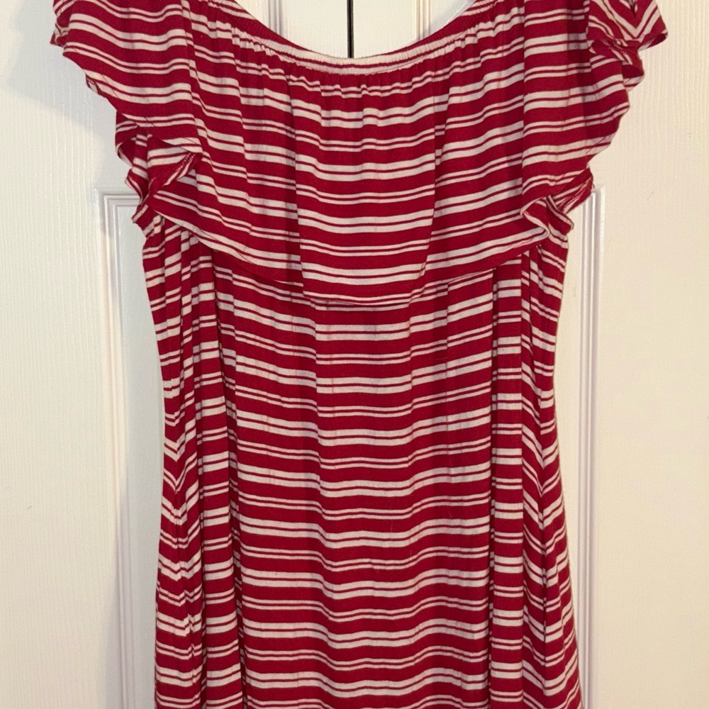 Lane Bryant Red and White Striped Dress